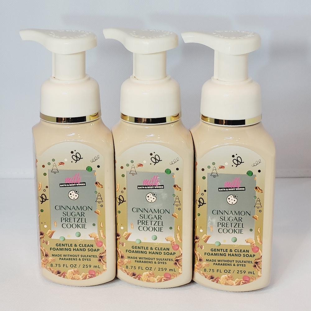 BBW Cinnamon Sugar Pretzel Cookie Foaming Hand Soap Set of 3 Winter 2025 New OOS